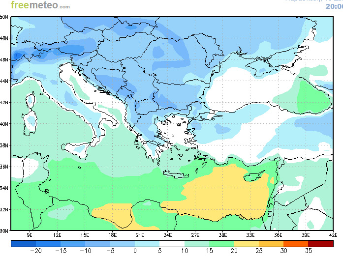 ΩΡΑ 
20.00 Με μπλε χρώμα έχει καλυφθεί πλεον όλη η χώρα 