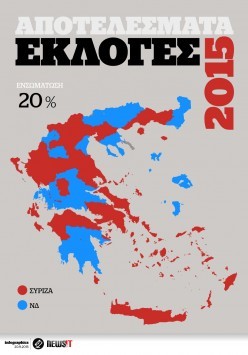 Αποτελέσματα εκλογών 2015: Θρίαμβος Τσίπρα με πάνω από 7 μονάδες - Κυβέρνηση ίσως και απόψε!