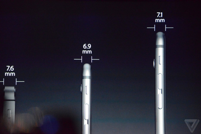 7,1 χιλιοστά πάχος έχει το iPhone 6 Plus και 6,8 χιλιοστά το πάχος του iPhone 6