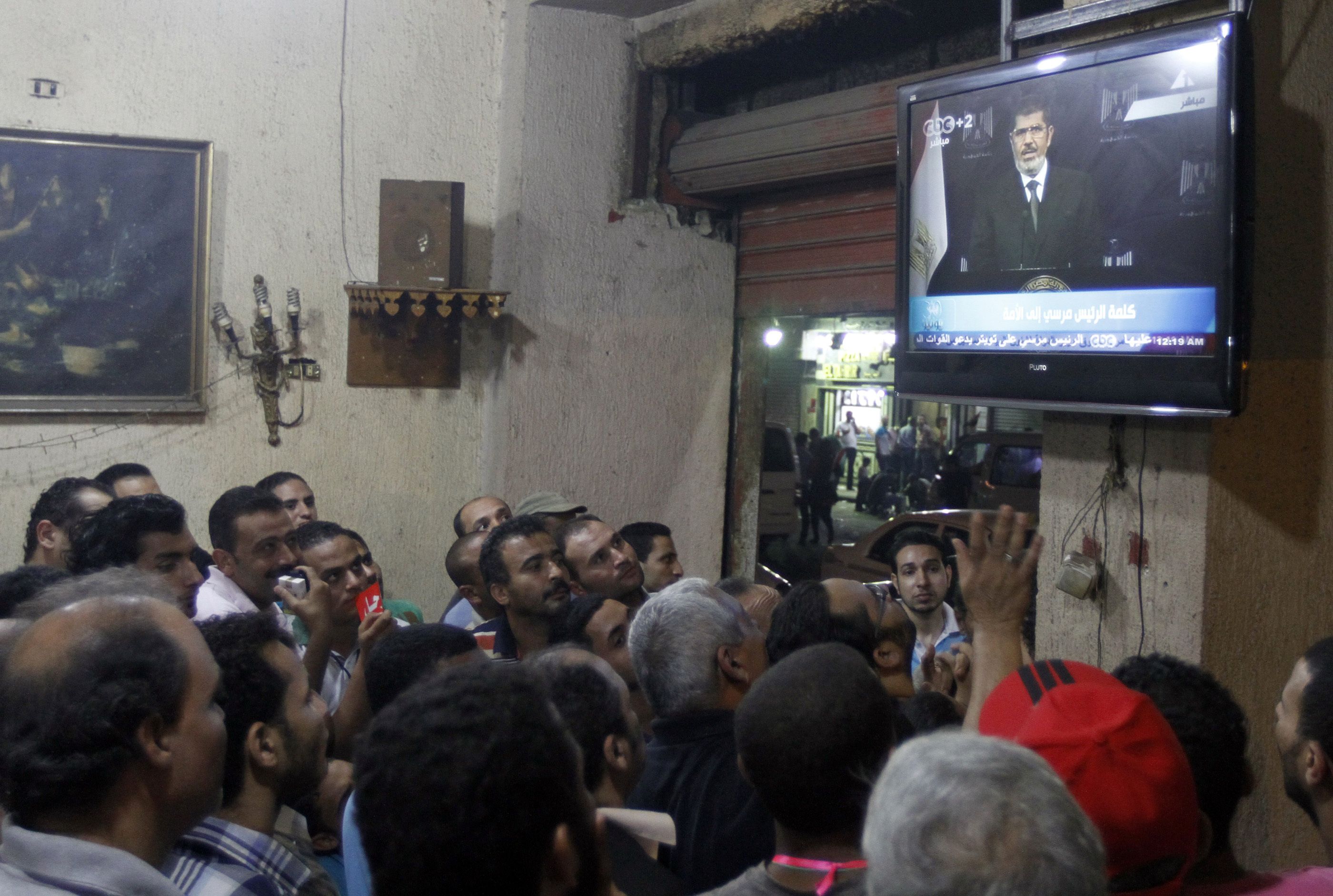 H στιγμή του διαγγέλματος του Προέδρου της Αιγύπτου ΦΩΤΟ REUTERS