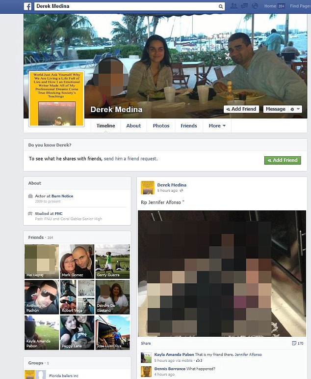 Η σελίδα του Ντέρεκ Μεντίνα πριν "κατέβει" από την αστυνομία - ΦΩΤΟΓΡΑΦΙΑ DAILY MAIL