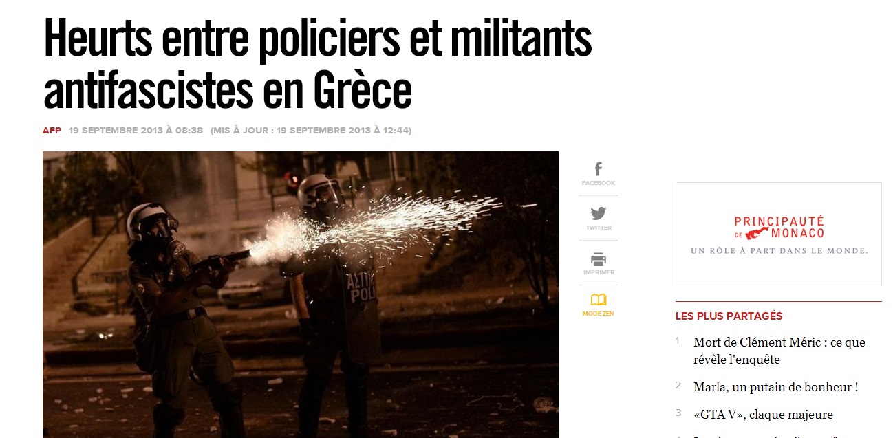 Liberation: Συγκρούσεις μεταξύ της αστυνομίας και των αντιφασιστών στην Ελλάδα