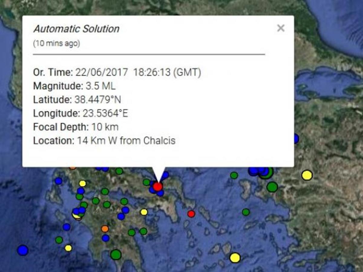 Ο χάρτης του σεισμού από το Γεωδυναμικό Ινστιτούτο