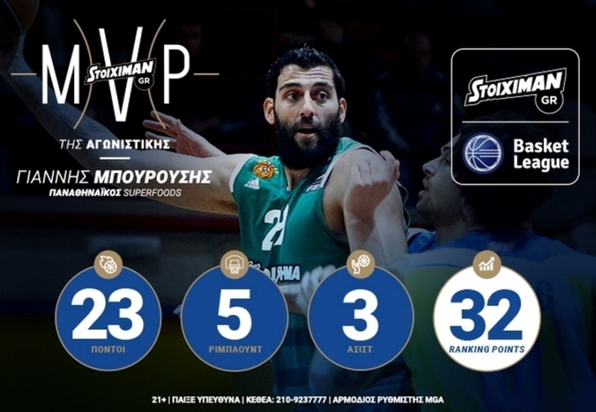 Ο Μπουρούσης MVP της 12ης αγωνιστικής της Stoiximan.gr Basket League