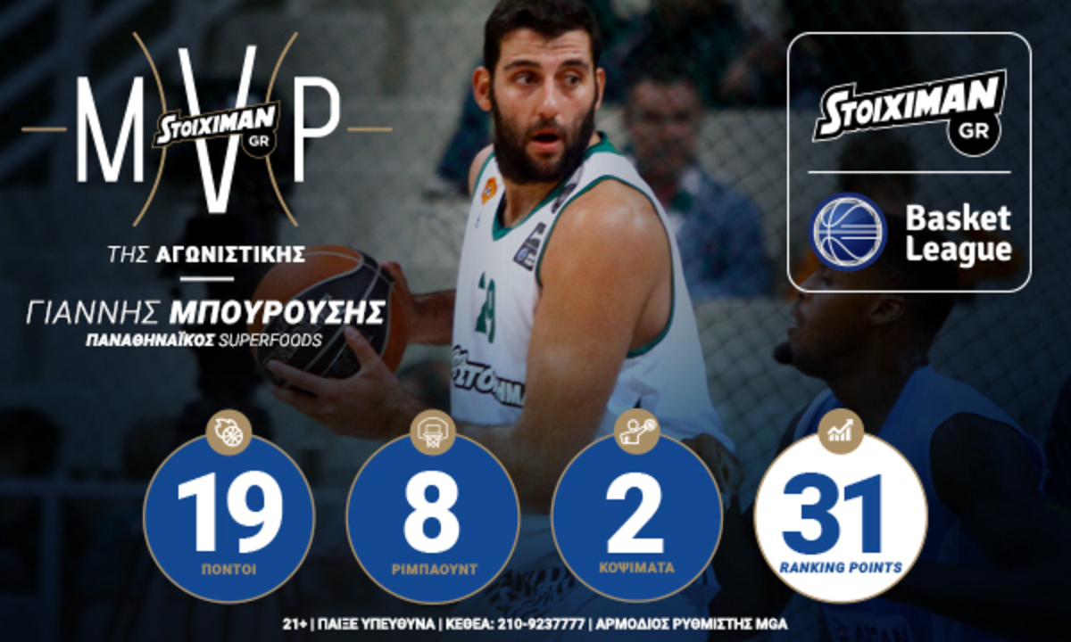 Stoiximan.gr Basket League: Μπουρούσης ο MVP της αγωνιστικής