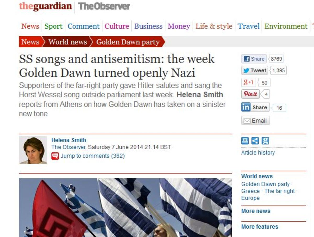 Guardian: Τραγούδια των SS και αντισημιτισμός – Ναζιστικό κόμμα η Χρυσή Αυγή