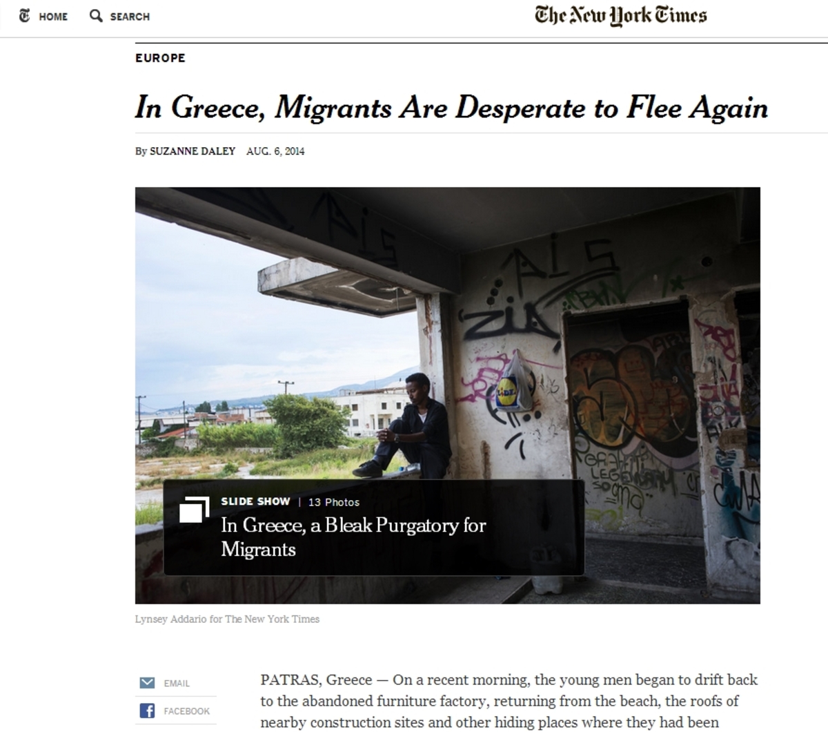 Οι New York Times για τους παράνομους μετανάστες στην Πάτρα – “Υπερβολικά εχθρικοί οι Έλληνες”, αναφέρει το δημοσίευμα