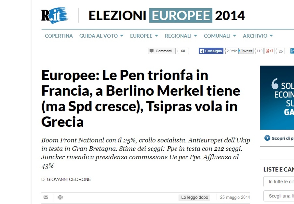 Ευρωεκλογές 2014: “Φάρος στο σκοτάδι η νίκη του ΣΥΡΙΖΑ”, λένε ιταλικά ΜΜΕ