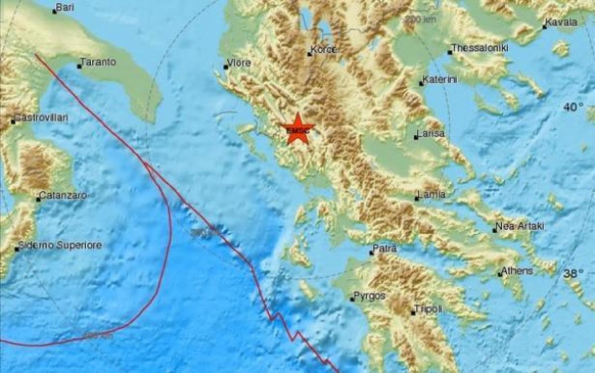 Ο χάρτης του σεισμό από το Ευρωμεσογειακό Σεισμολογικό Κέντρο