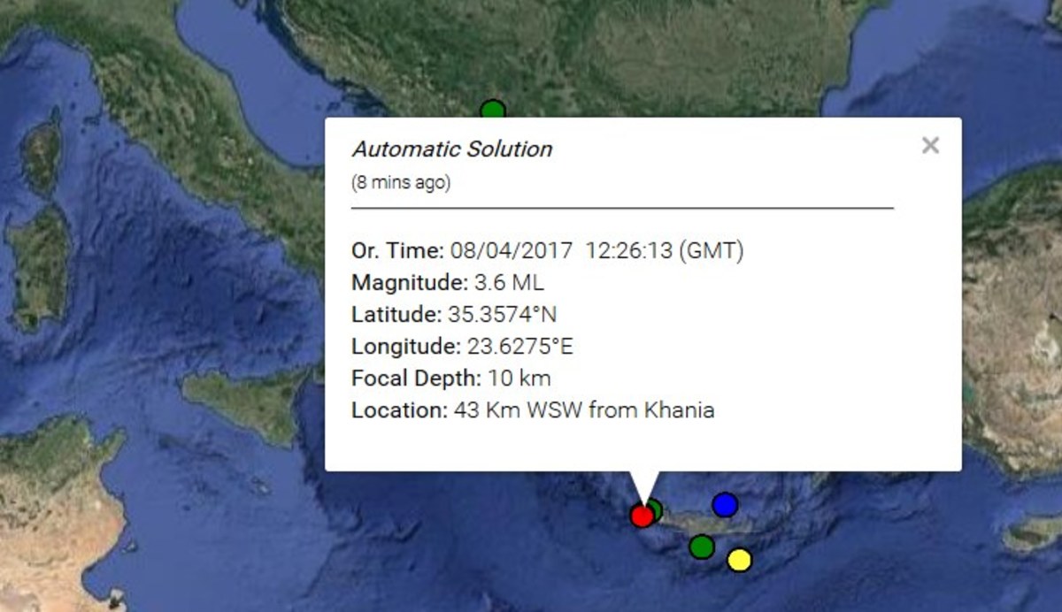 Σεισμός κοντά στα Χανιά
