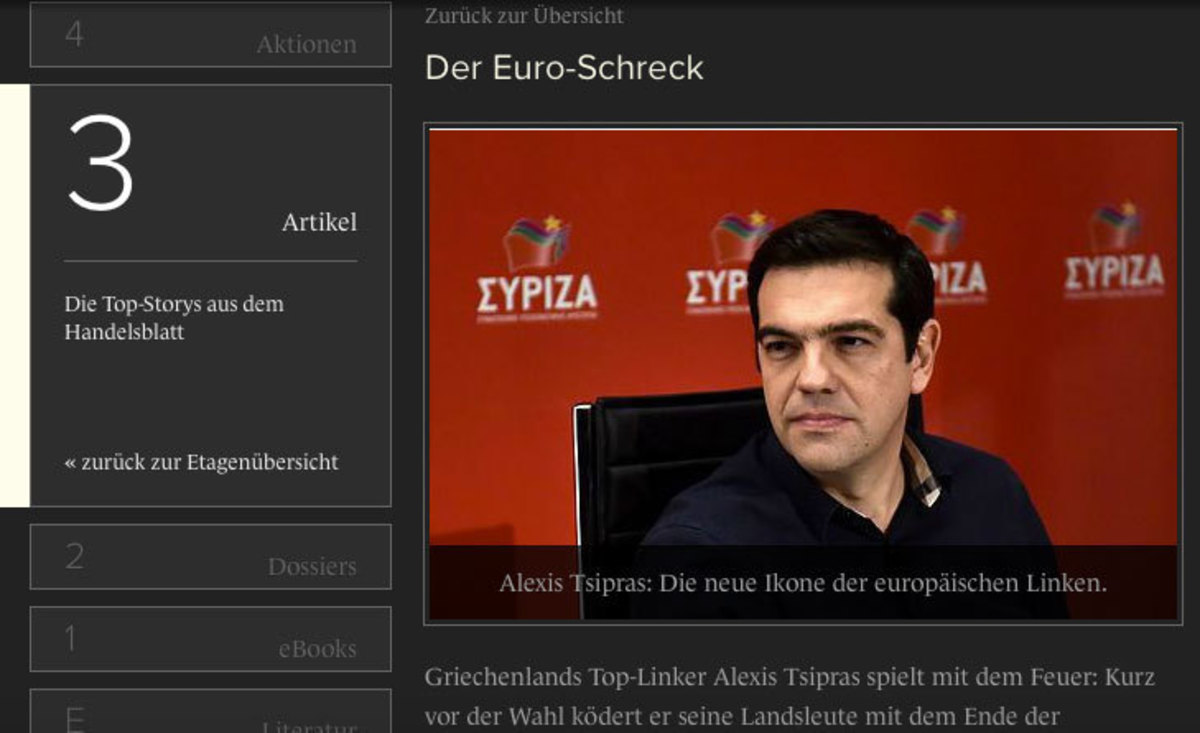 Handelsblat: Ποιος είναι ο Τσίπρας και τι θέλει; Τρόμος για το ευρώ!