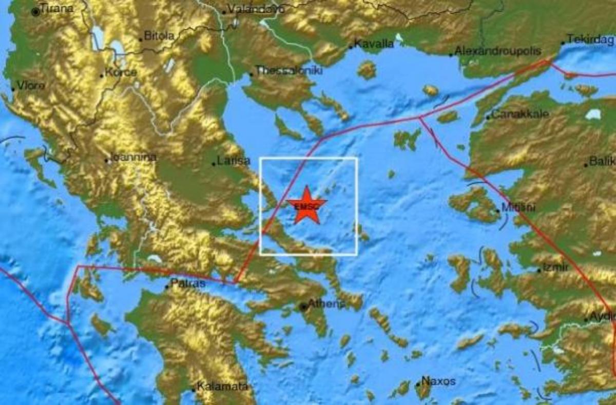 Ο χάρτης του σεισμού από του Ευρωμεσογειακό Σεισμολογικό κέντρο