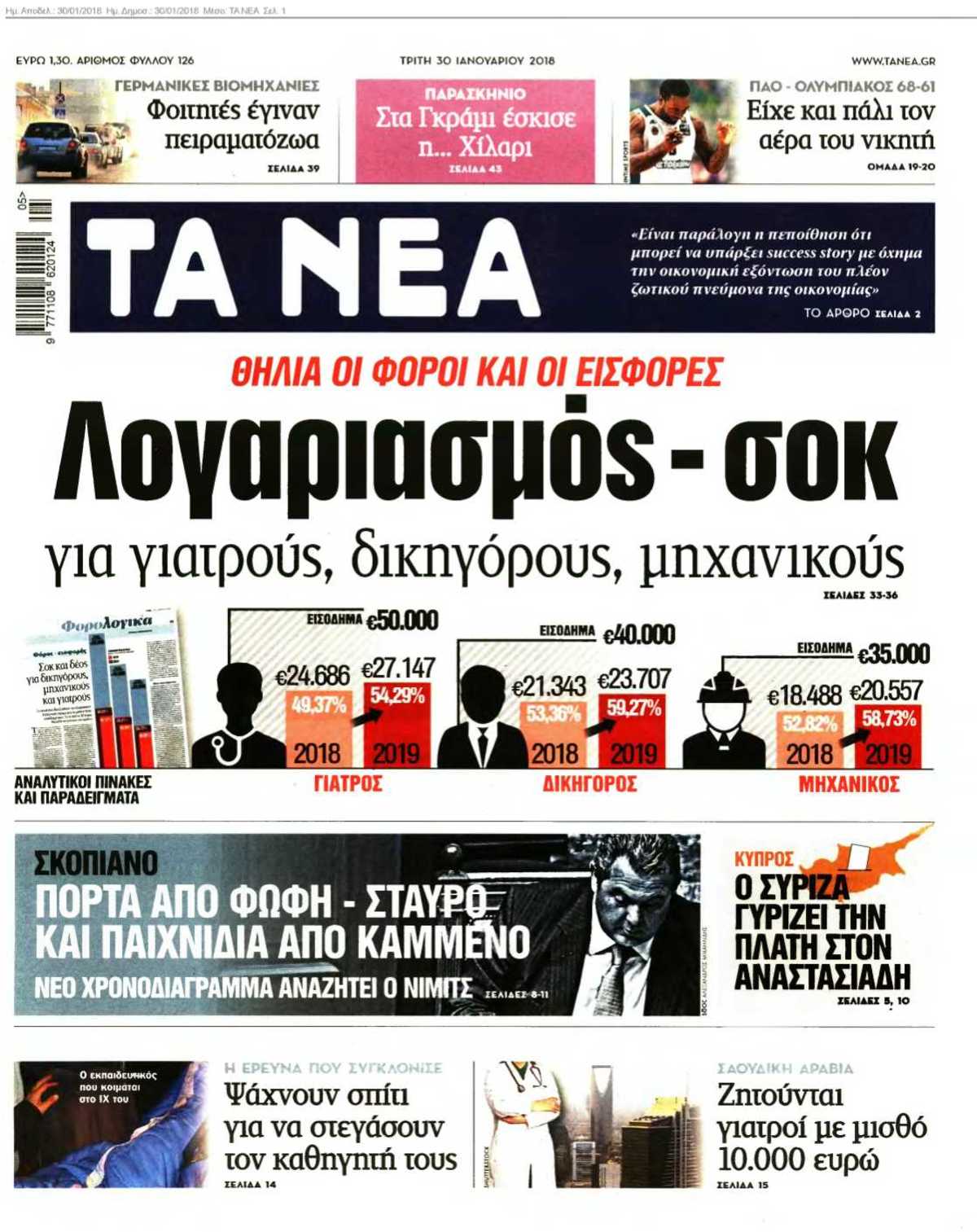 ΤΑ ΝΕΑ 30-01-2018