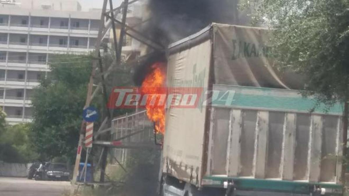 Πάτρα: Στάχτη έγινε φορτηγό δίπλα από υποσταθμό της ΔΕΗ