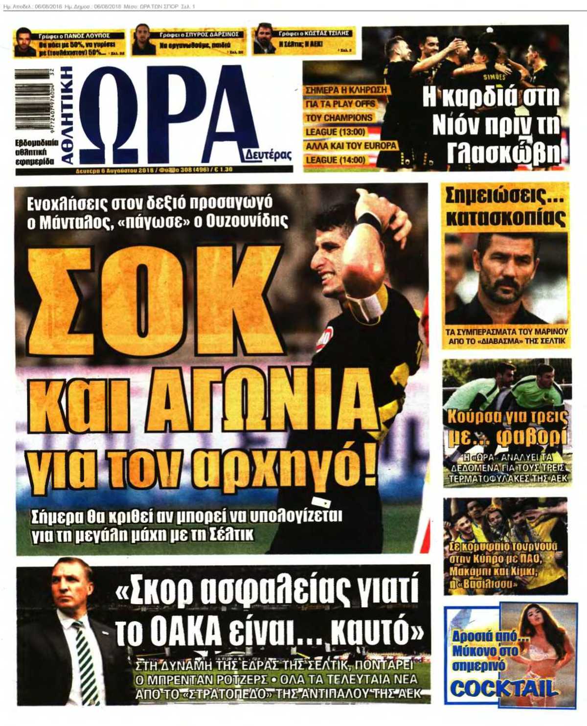 ΩΡΑ ΤΩΝ ΣΠΟΡ 06-08-2018