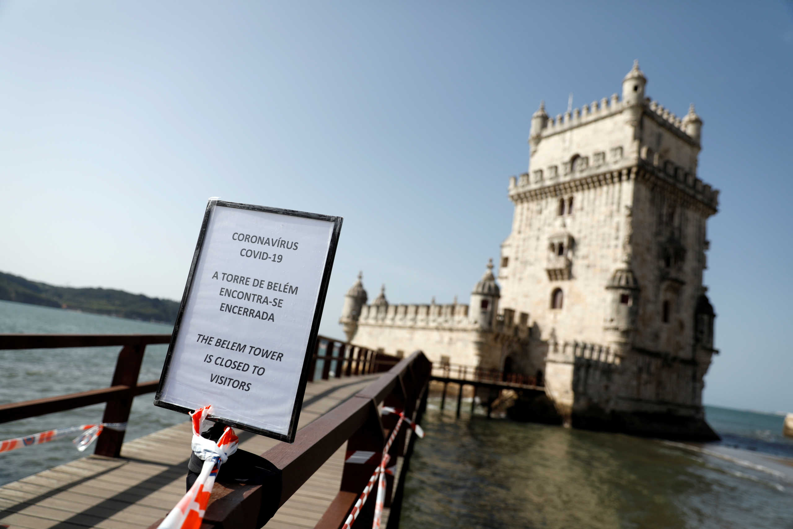 Belem Tower monument is closed to the visitors due to the spread of coronavirus disease (COVID-19), in Lisbon, Portugal March 18, 2020. REUTERS