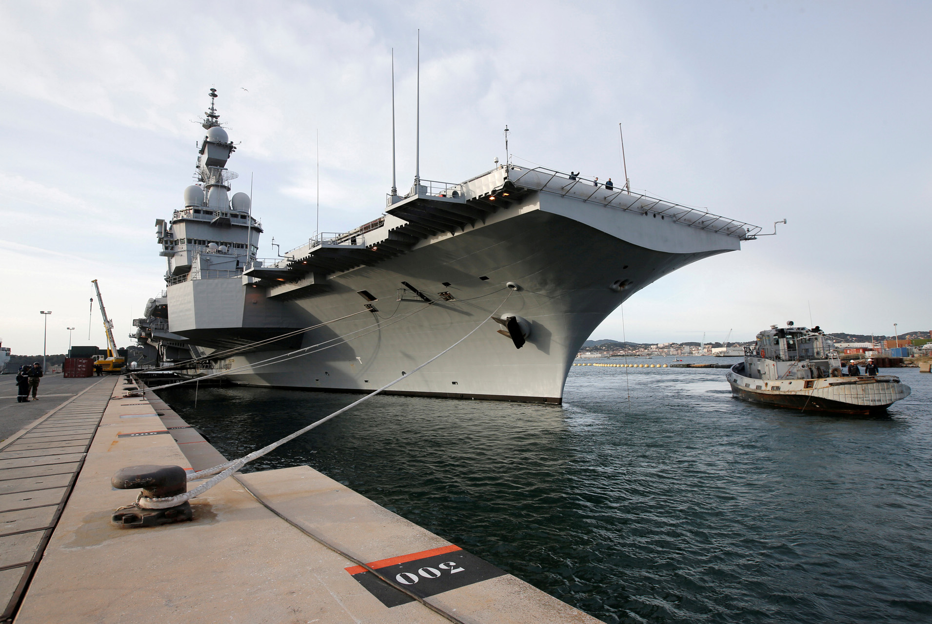 FILE PHOTO: French aircraft carrier Charles de Gaulle is seen before its departure from the Naval base in Toulon, France, March 5, 2019. REUTERS