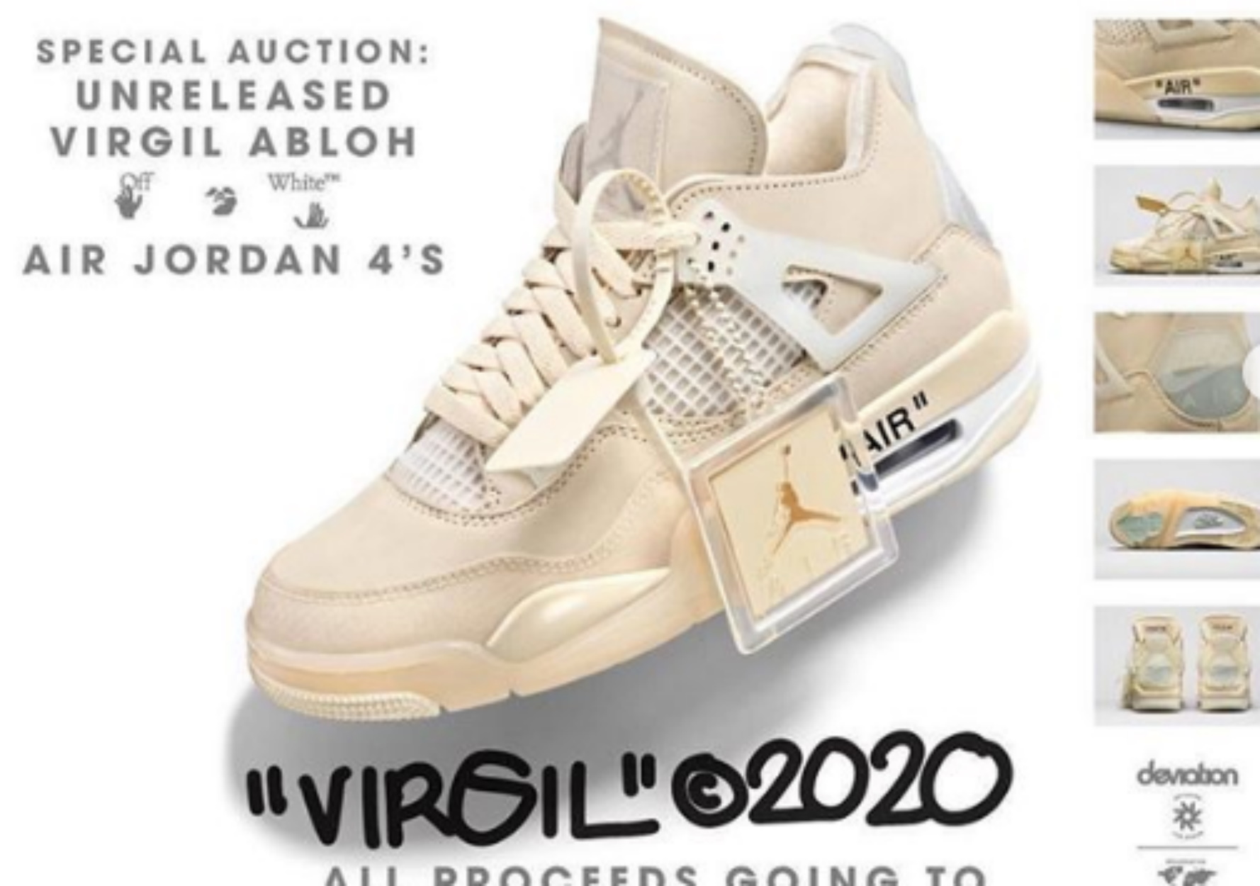 Ο Virgil Abloh δημοπρατεί το ακυκλοφόρητο sneaker Off-White x Air Jordan 4