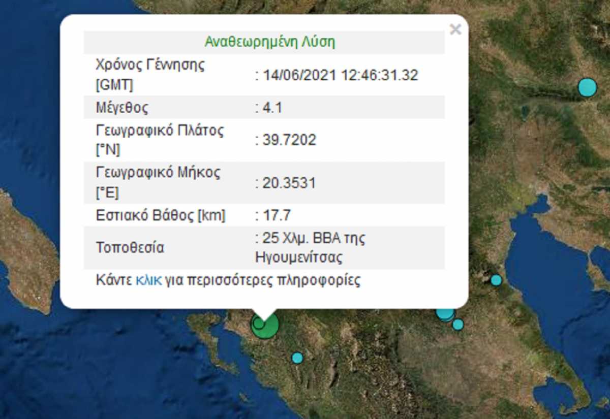 Σεισμός τώρα στην Ηγουμενίτσα