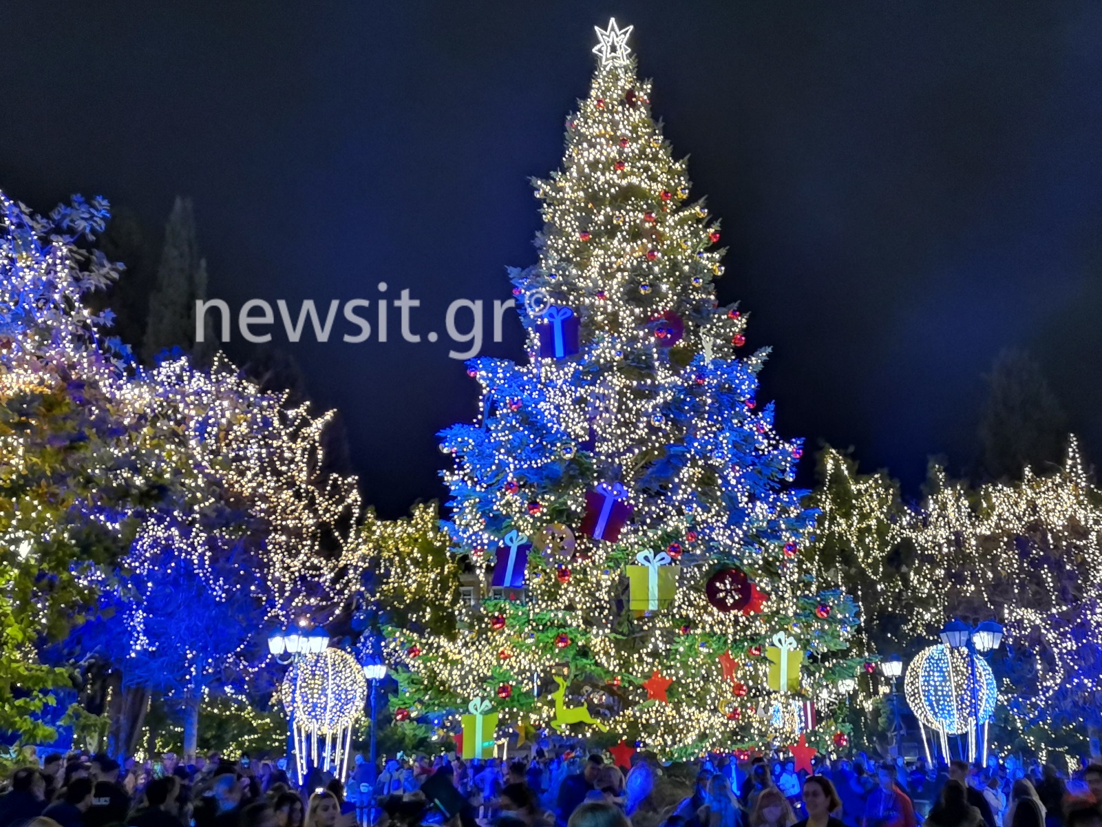 Χριστούγεννα 2021: Άναψε το χριστουγεννιάτικο δέντρο στο Σύνταγμα – Δείτε τη φωταγώγηση