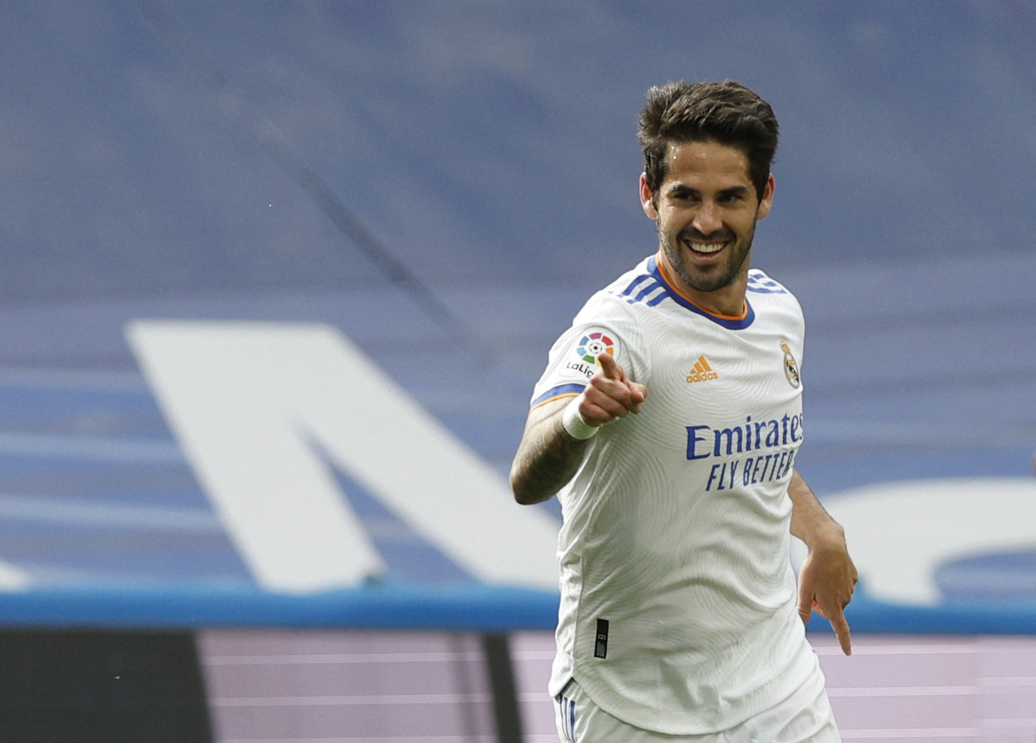 Soccer Football - LaLiga - Real Madrid v Espanyol - Santiago Bernabeu, Madrid, Spain - April 30, 2022 Real Madrid's Isco celebrates scoring their fourth goal that was later disallowed after a VAR review REUTERS