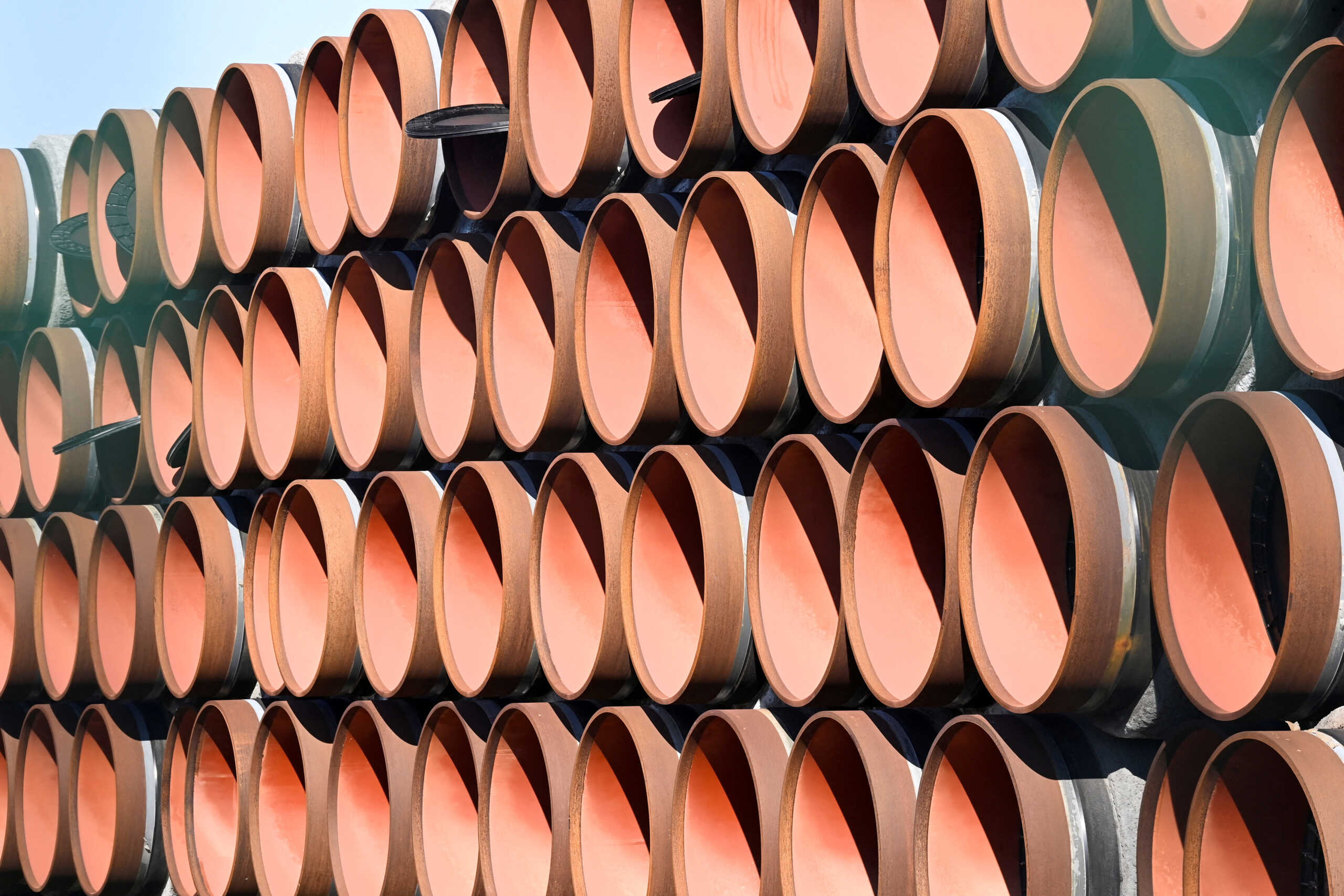 Pipes for the Nord Stream 2 gas pipeline in the Baltic Sea, which are not used, are seen in the harbour of Mukran, Germany, on September 30, 2022. REUTERS