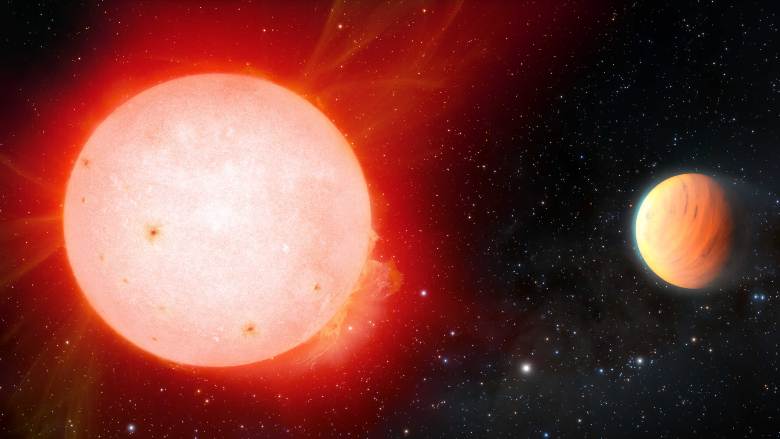 A gas giant exoplanet with the density of a marshmallow has been detected in orbit around a cool red dwarf star by the NASA-funded NEID radial-velocity instrument on the 3.5-meter WIYN Telescope at Kitt Peak National Observatory, a Program of NSF’s NOIRLab. The planet, named TOI-3757 b, is the fluffiest gas giant planet ever discovered around this type of star.