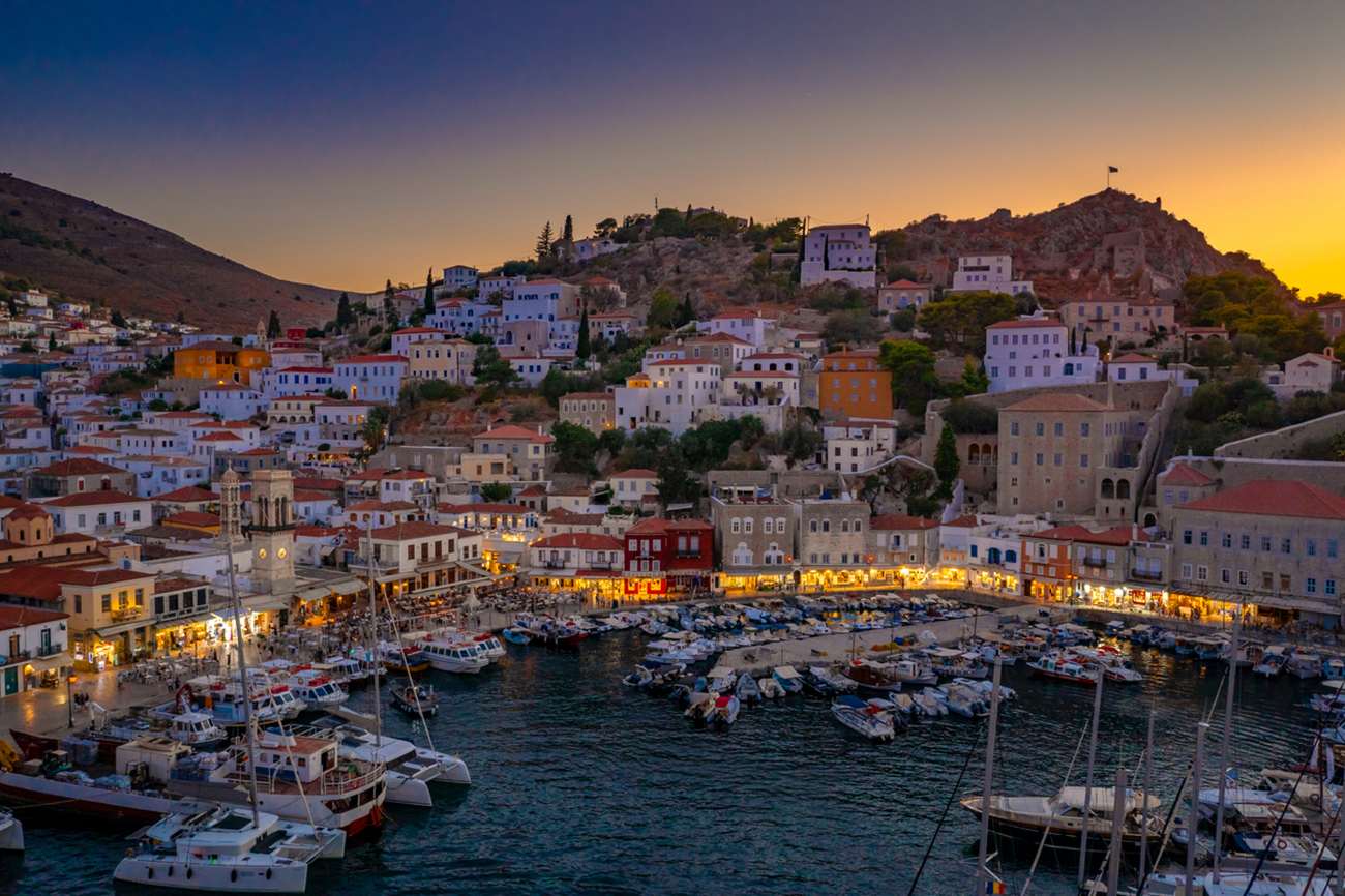 View of the amazing Hydra island, Greece.