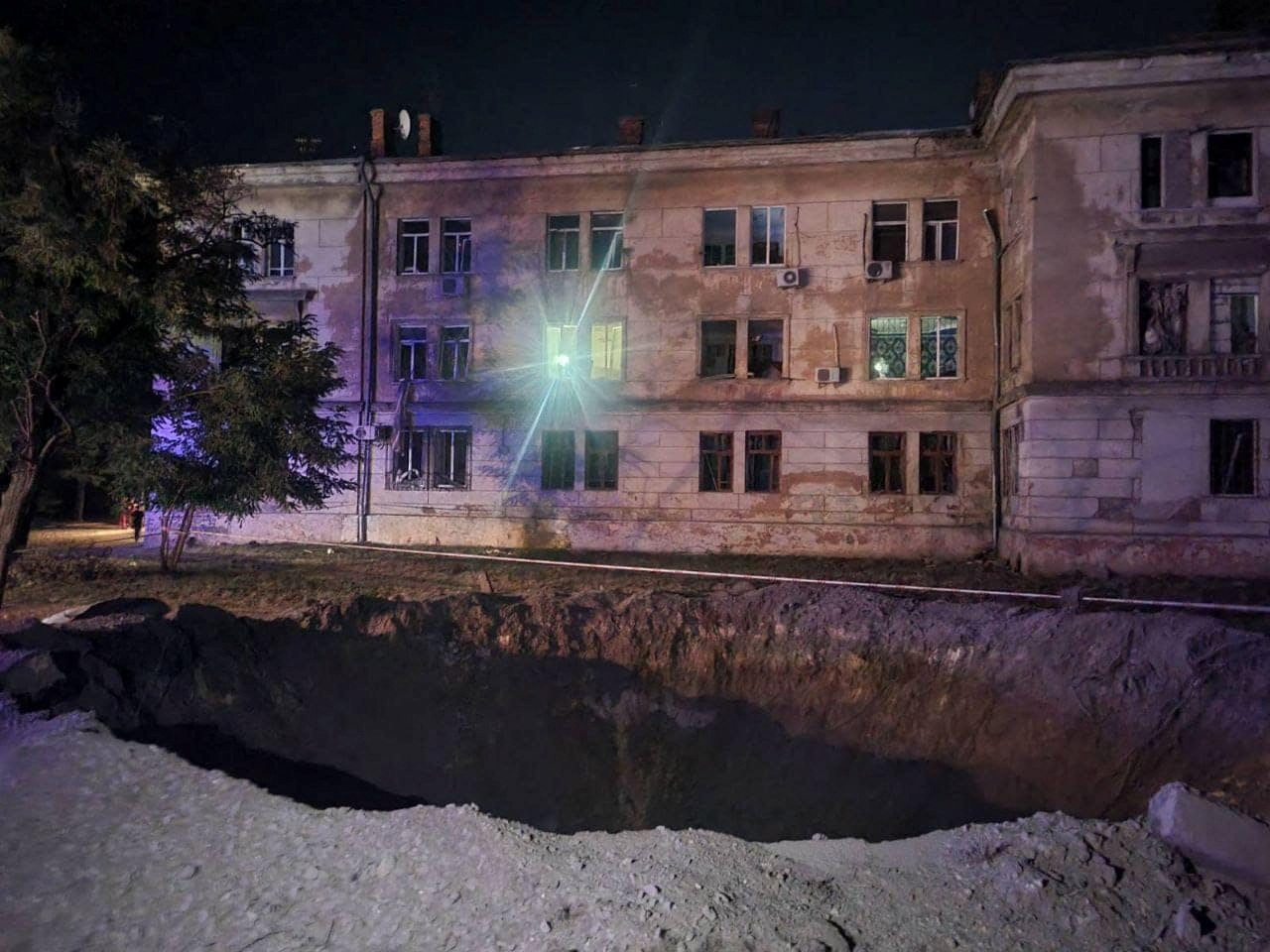 A view shows a crater made during Russian missile and drone strikes, amid Russia's attack on Ukraine, in Odesa, Ukraine July 19, 2023. Press Service of the the Operational Command South of the Ukrainian Armed Forces