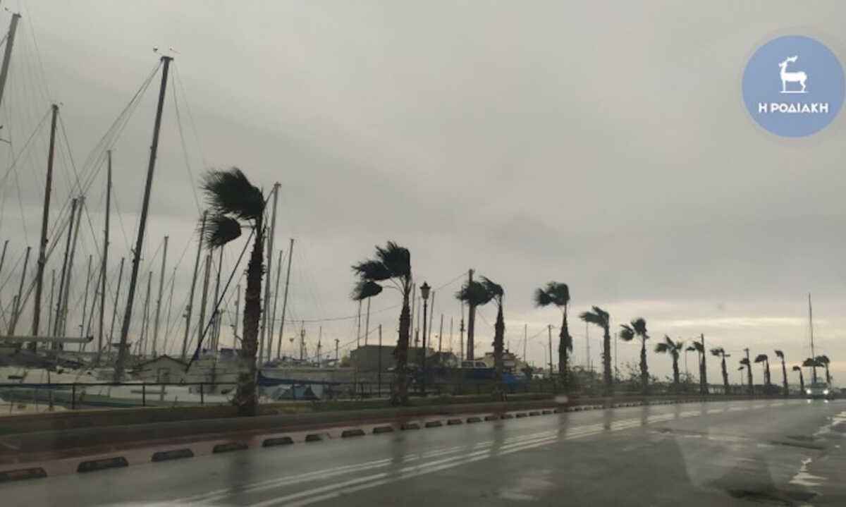 Ρόδος: Σφυροκοπά το νησί η κακοκαιρία – Θυελλώδεις άνεμοι, πτώσεις δέντρων και ισχυρές βροχές