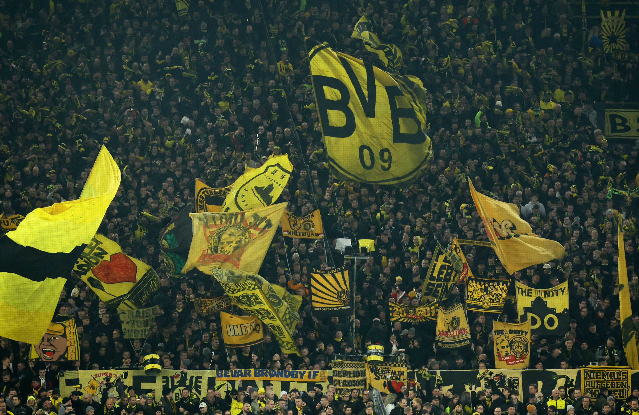 Soccer Football - Champions League - Group F - Borussia Dortmund v Paris St Germain - Signal Iduna Park, Dortmund, Germany - December 13, 2023 Borussia Dortmund fans inside the stadium before the match REUTERS