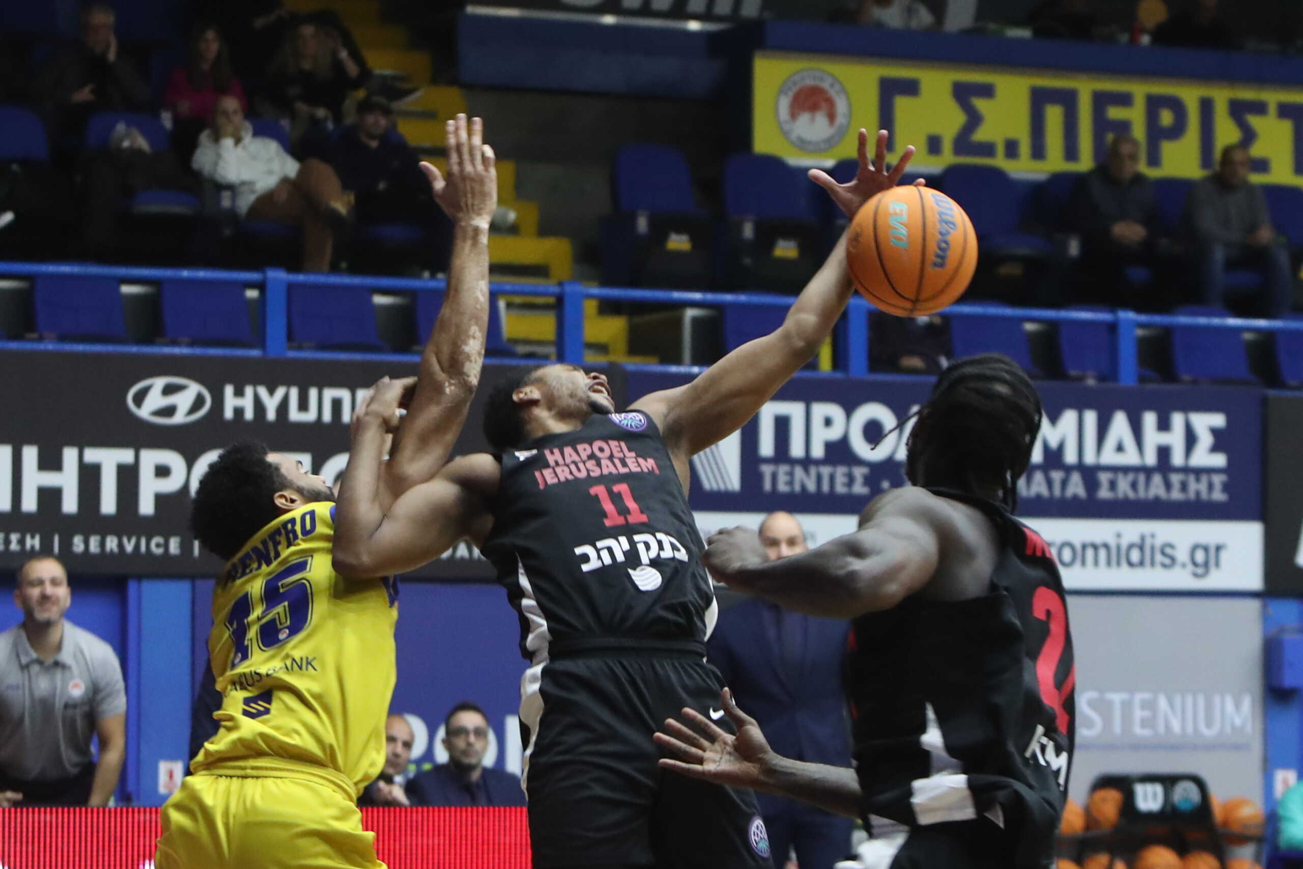 Περιστέρι – Χάποελ Ιερουσαλήμ 75-77: Παράταση και ήττα στην πρεμιέρα του top-16 του Basketball Champions League