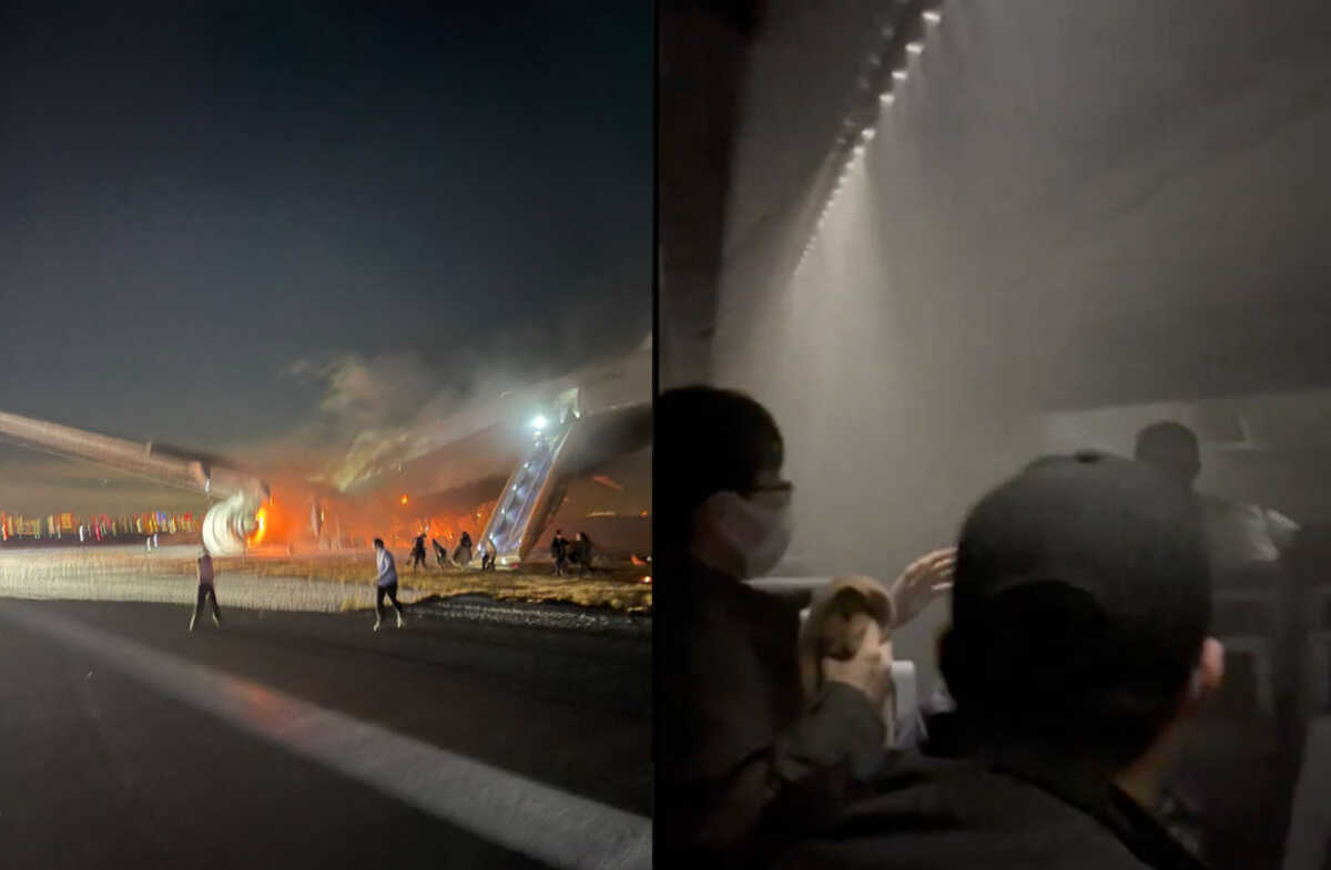 Ιαπωνία: Η καμπίνα του αεροπλάνου που πήρε φωτιά πνιγμένη στους καπνούς