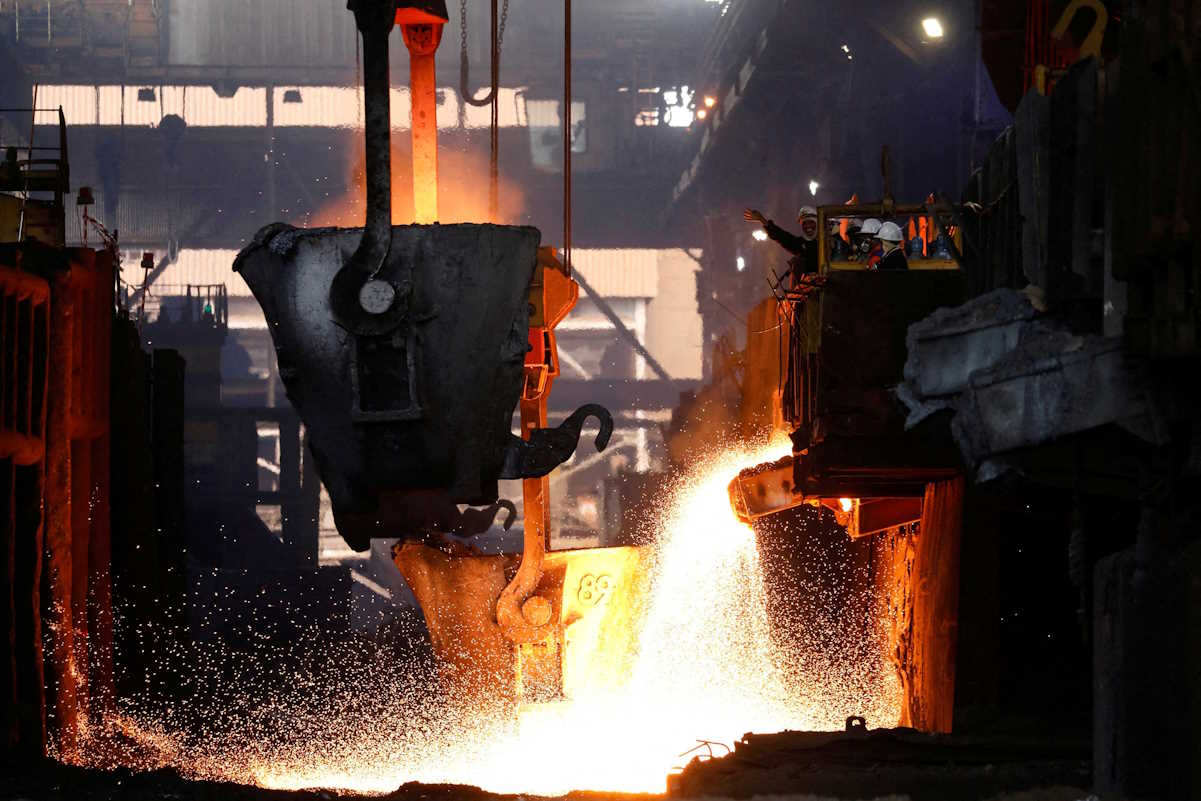 FILE PHOTO: Workers monitor the nickel melting process at a nickel smelter of PT Vale Tbk in Sorowako, South Sulawesi province, Indonesia, March 30, 2023. REUTERS