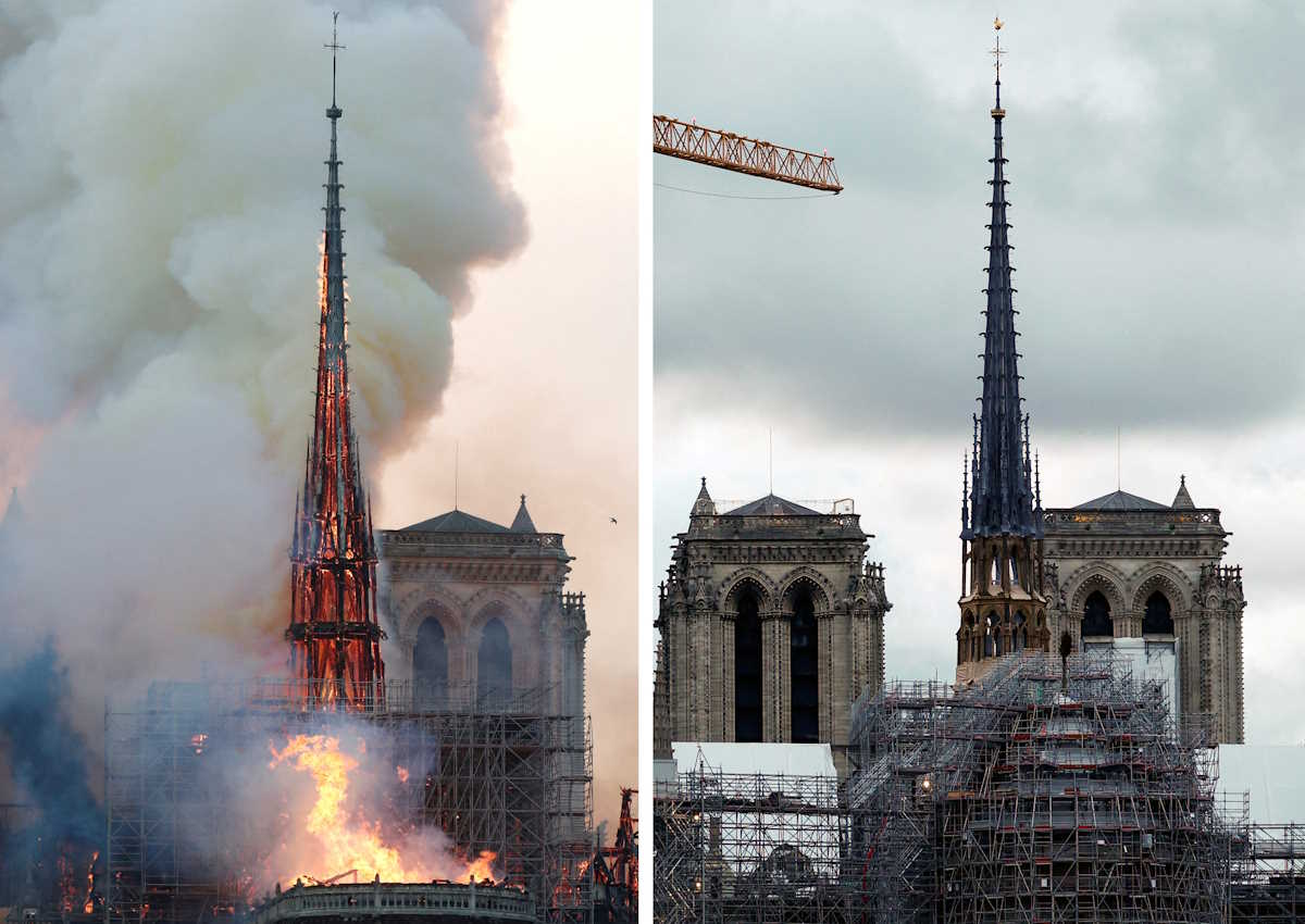Παναγία των Παρισίων: Το πριν και το μετά την πυρκαγιά του 2019 σε φωτογραφίες