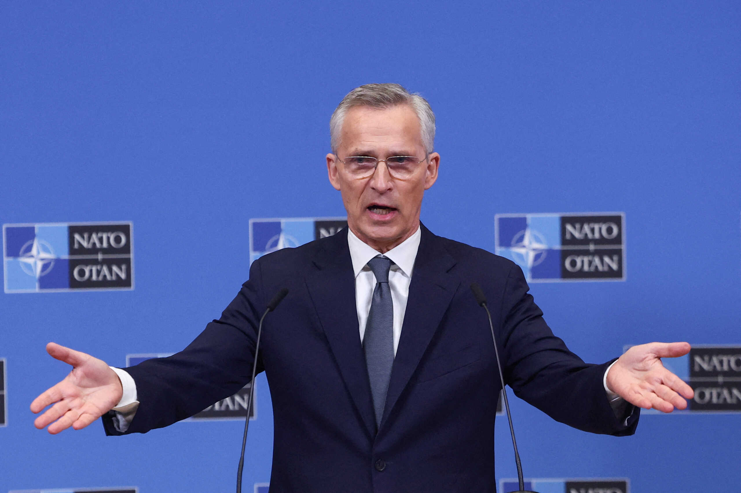 FILE PHOTO: NATO Secretary General Jens Stoltenberg presents the alliance's annual report at NATO headquarters in Brussels, Belgium March 14, 2024. REUTERS