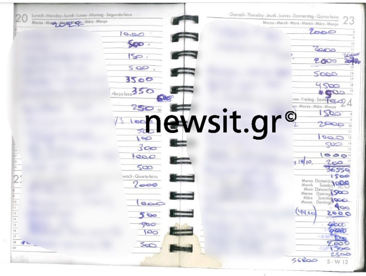 Χαλκίδα: Όλες οι σελίδες από το σημειωματάριο της διευθύντριας της ΔΟΥ – Τα ποσά, τα ονόματα και οι αμοιβές