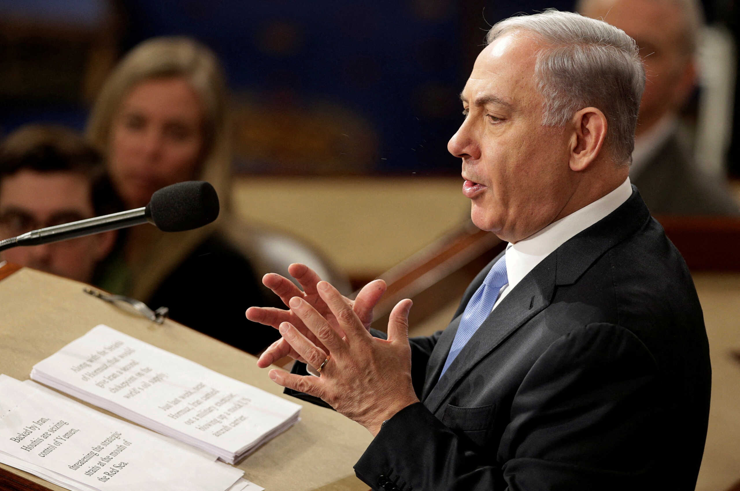 FILE PHOTO: Israeli Prime Minister Benjamin Netanyahu addresses a joint meeting of the U.S. Congress at the Capitol in Washington March 3, 2015. REUTERS