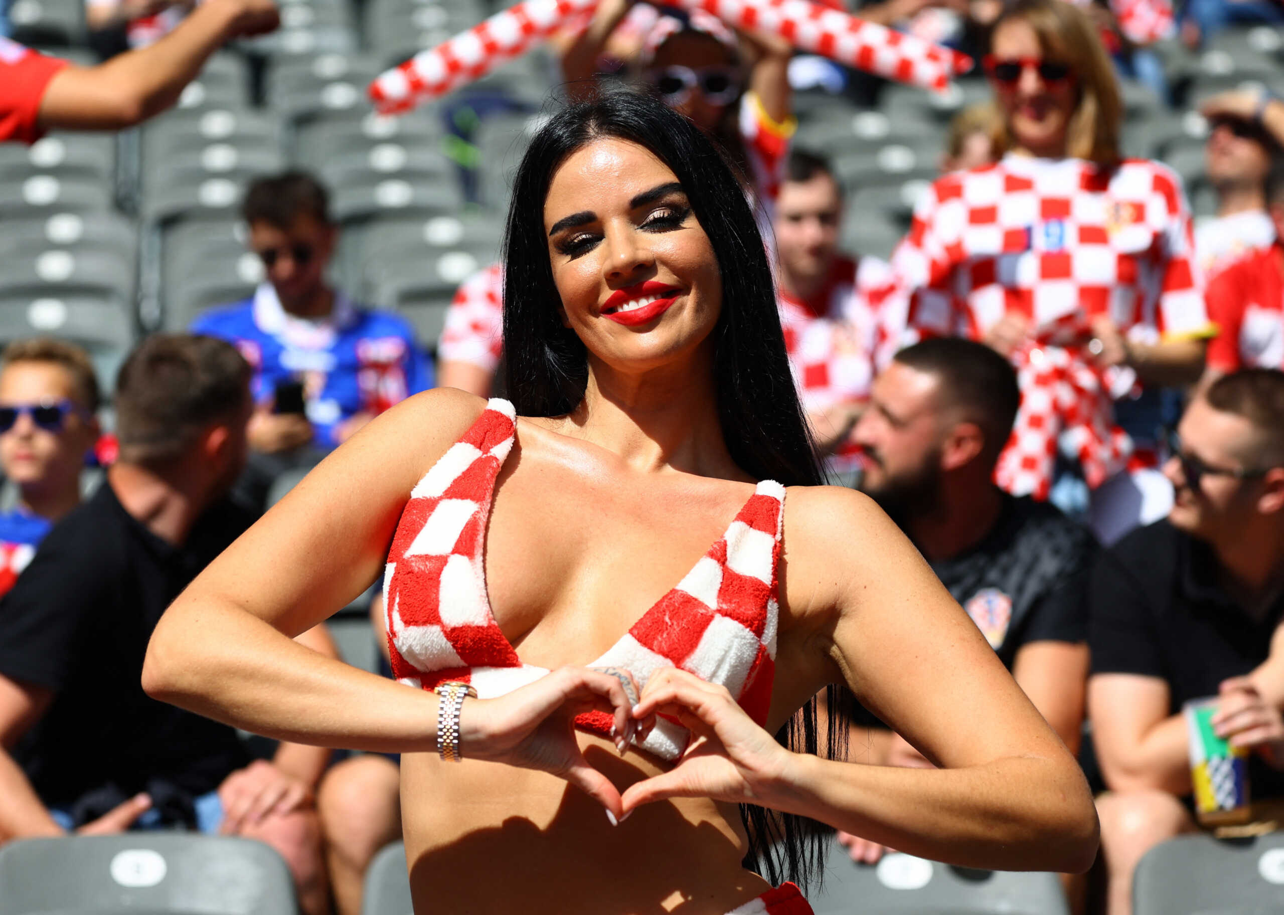 Soccer Football - Euro 2024 - Group B - Spain v Croatia - Berlin Olympiastadion, Berlin, Germany - June 15, 2024  Croatian model Ivana Knoll is seen inside the stadium before the match REUTERS