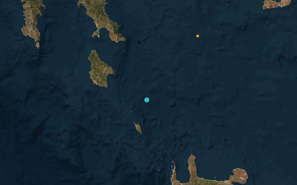 Σεισμός 3,5 Ρίχτερ ανάμεσα σε Κύθηρα και Αντικύθηρα: 14,7 χιλιόμετρα το εστιακό βάθος