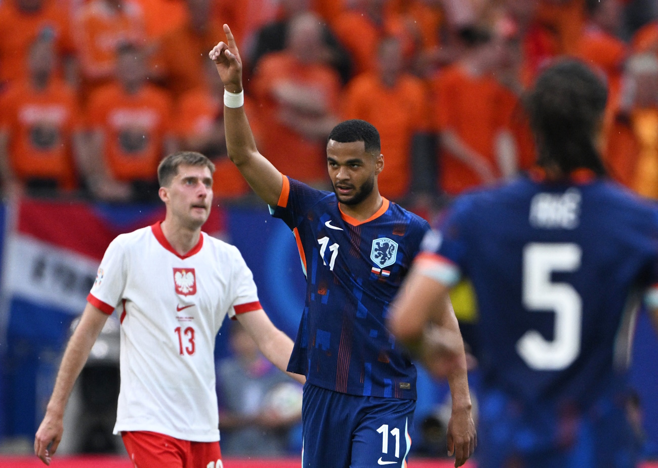 Soccer Football - Euro 2024 - Group D - Poland v Netherlands - Hamburg Volksparkstadion, Hamburg, Germany - June 16, 2024 Netherlands' Cody Gakpo celebrates scoring their first goal REUTERS