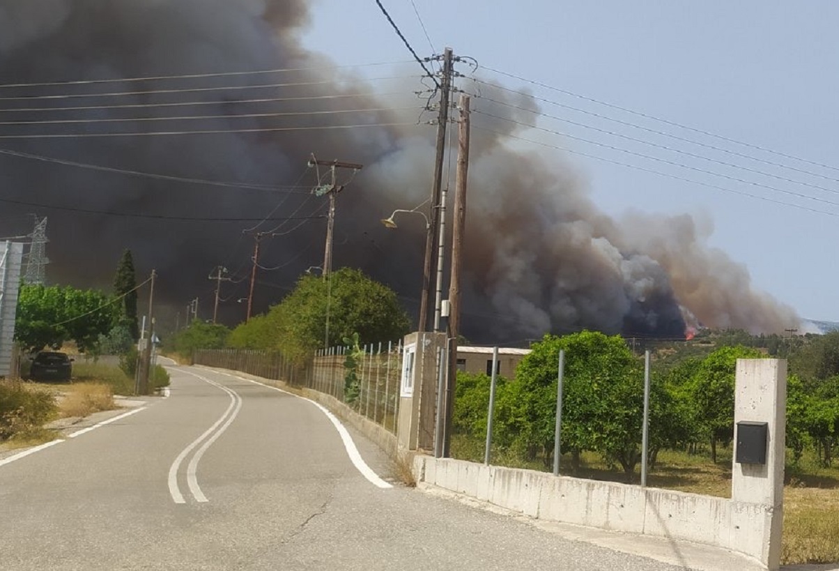 Φωτιά στη Ναυπακτία στην περιοχή Πλατανίτης, μηνύματα από το 112