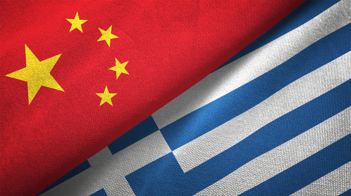 Greece and China flag together realtions textile cloth fabric texture