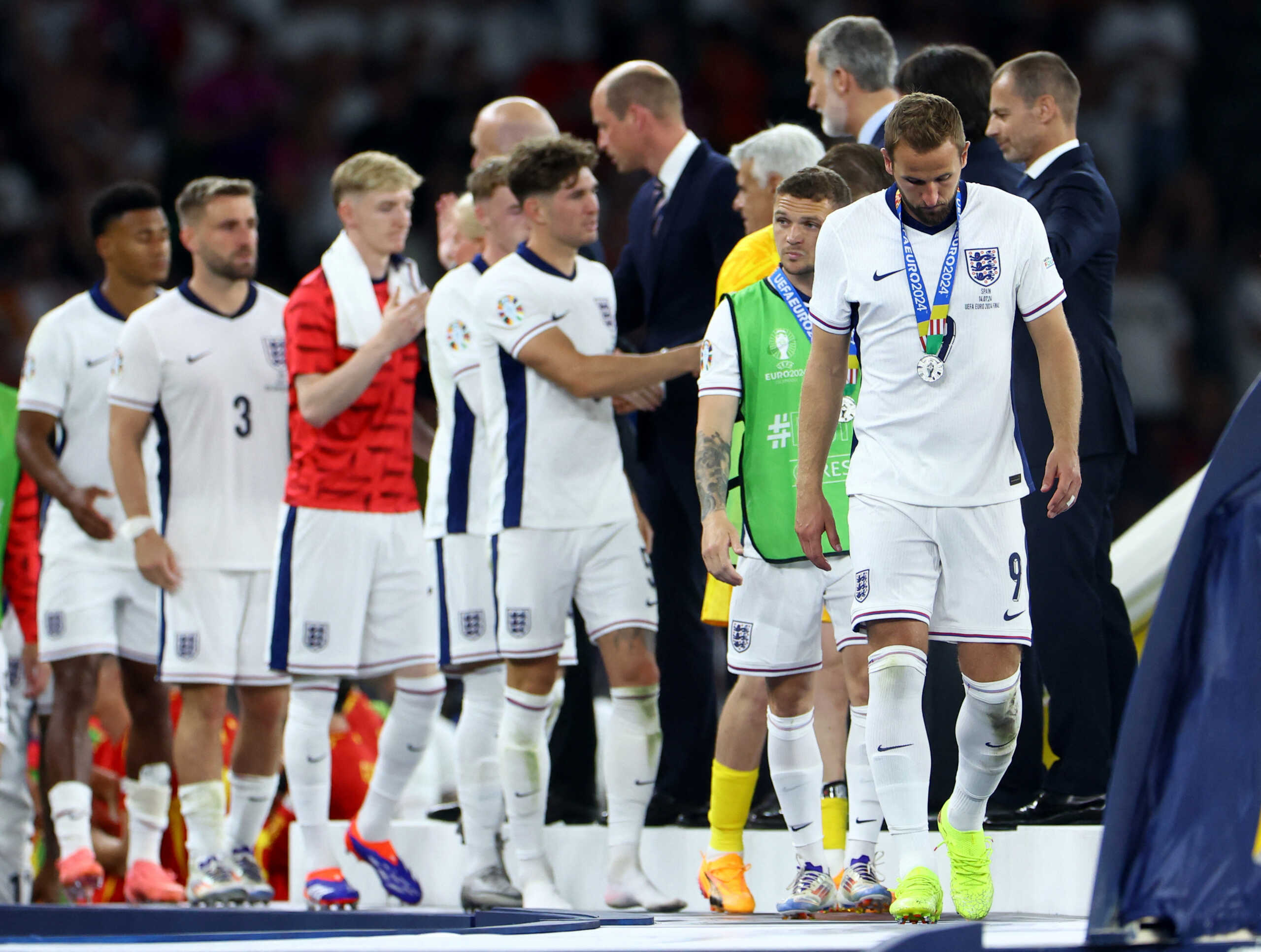 Soccer Football - Euro 2024 - Final - Spain v England - Berlin Olympiastadion, Berlin, Germany - July 14, 2024 England's Harry Kane looks dejected after losing the final and receiving his runners up medal REUTERS