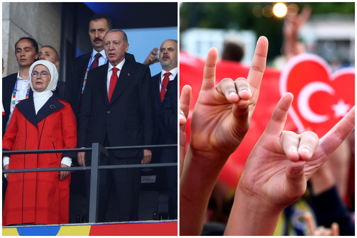 Euro 2024:Ο Ερντογάν εμφανίστηκε στις εξέδρες του Ολλανδία – Τουρκία και οπαδοί έκαναν τη χειρονομία των «Γκρίζων Λύκων» στο Βερολίνο
