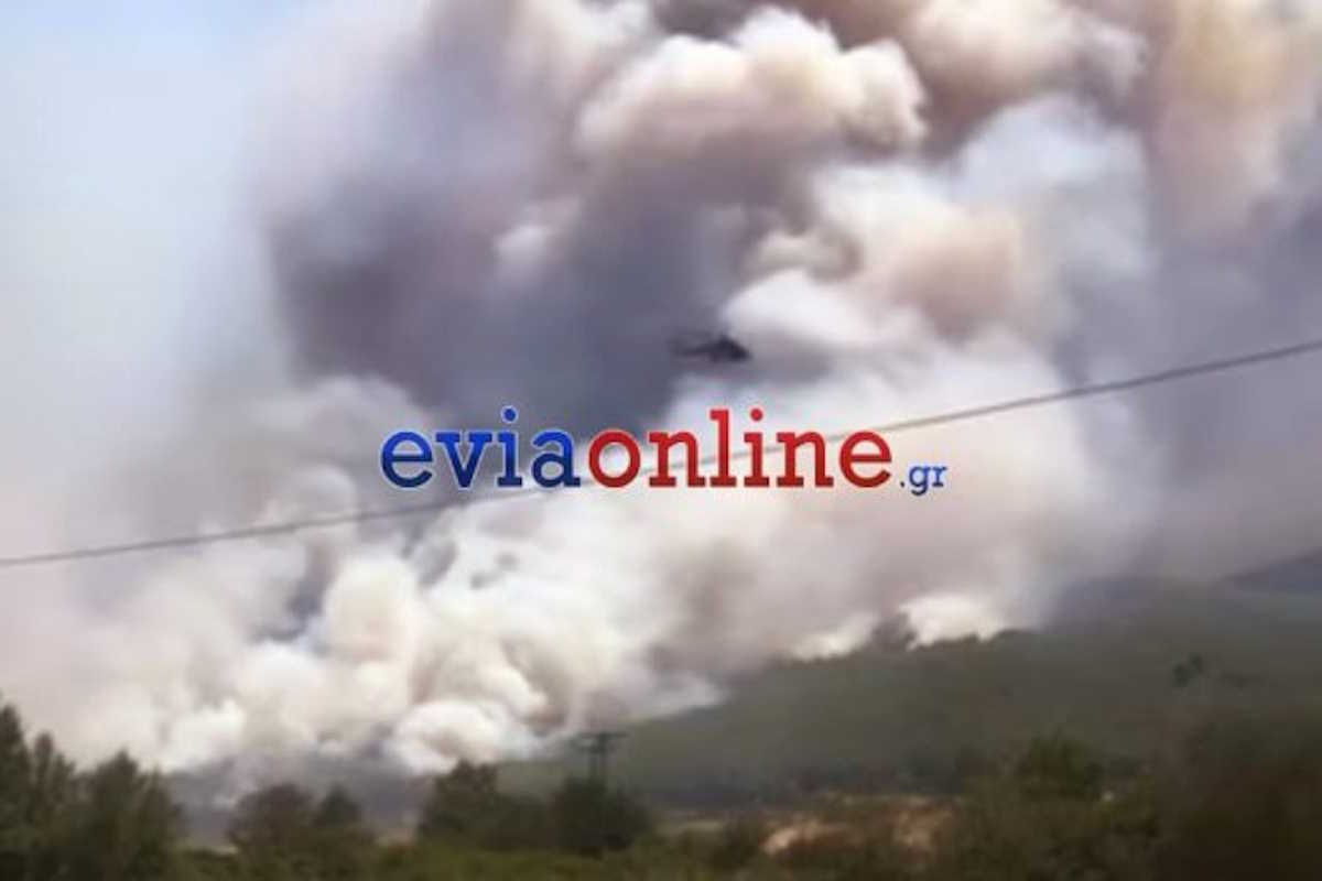 Φωτιά στην Εύβοια: Μήνυμα του 112 για εκκένωση από Αφράτι προς Βασιλικό
