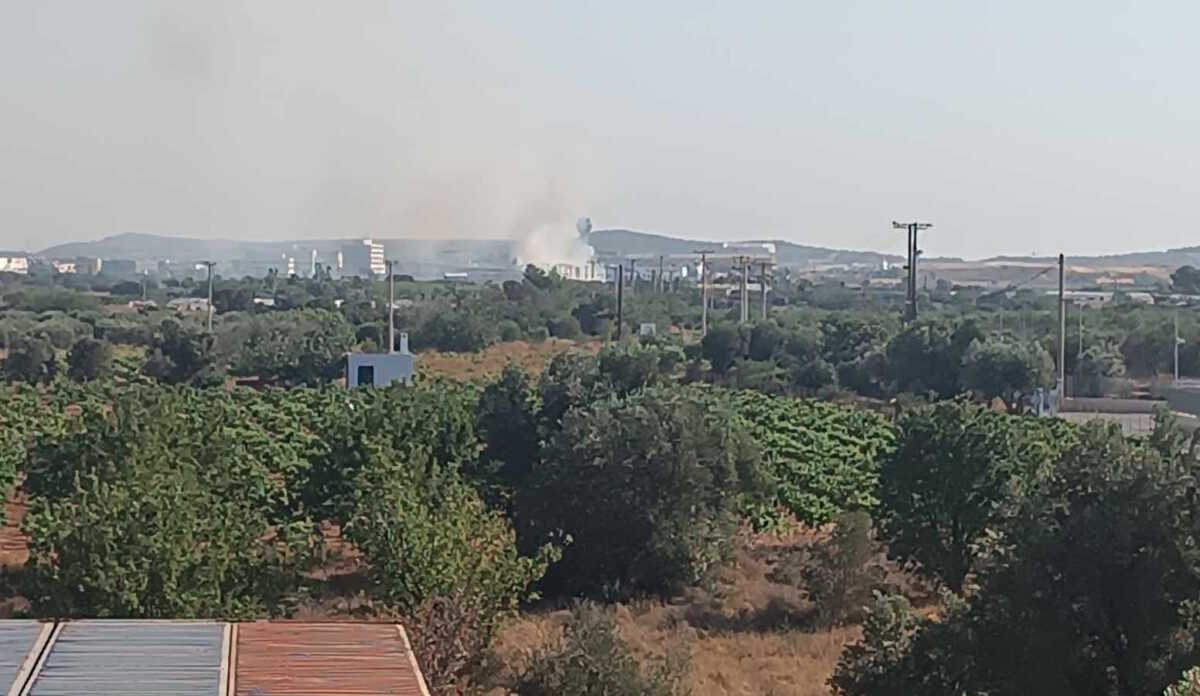 Φωτιά στο Μαρκόπουλο, κοντά στην Αττική Οδό