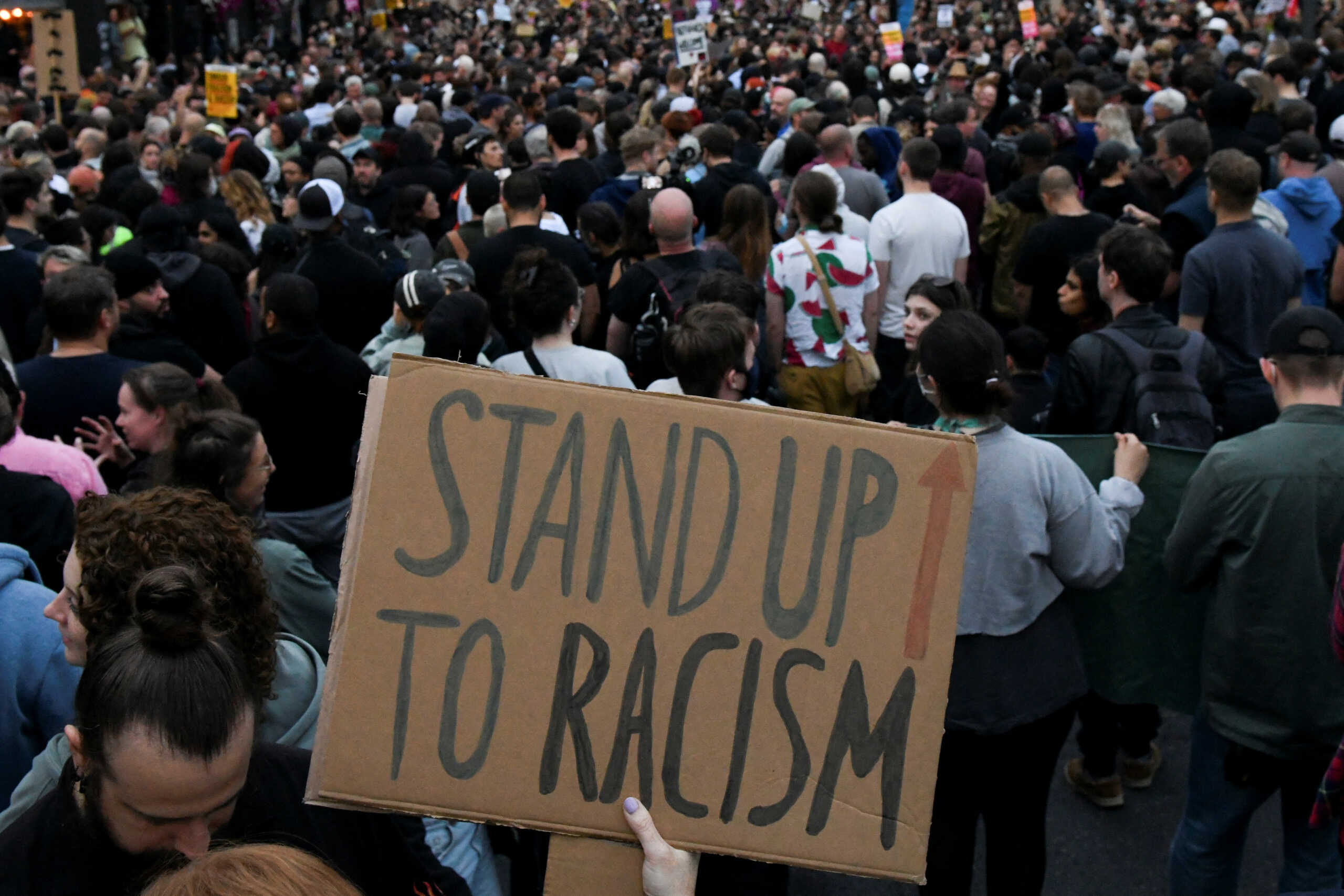 People gather against an an anti-immigration protest, in London, Britain, August 7, 2024. REUTERS