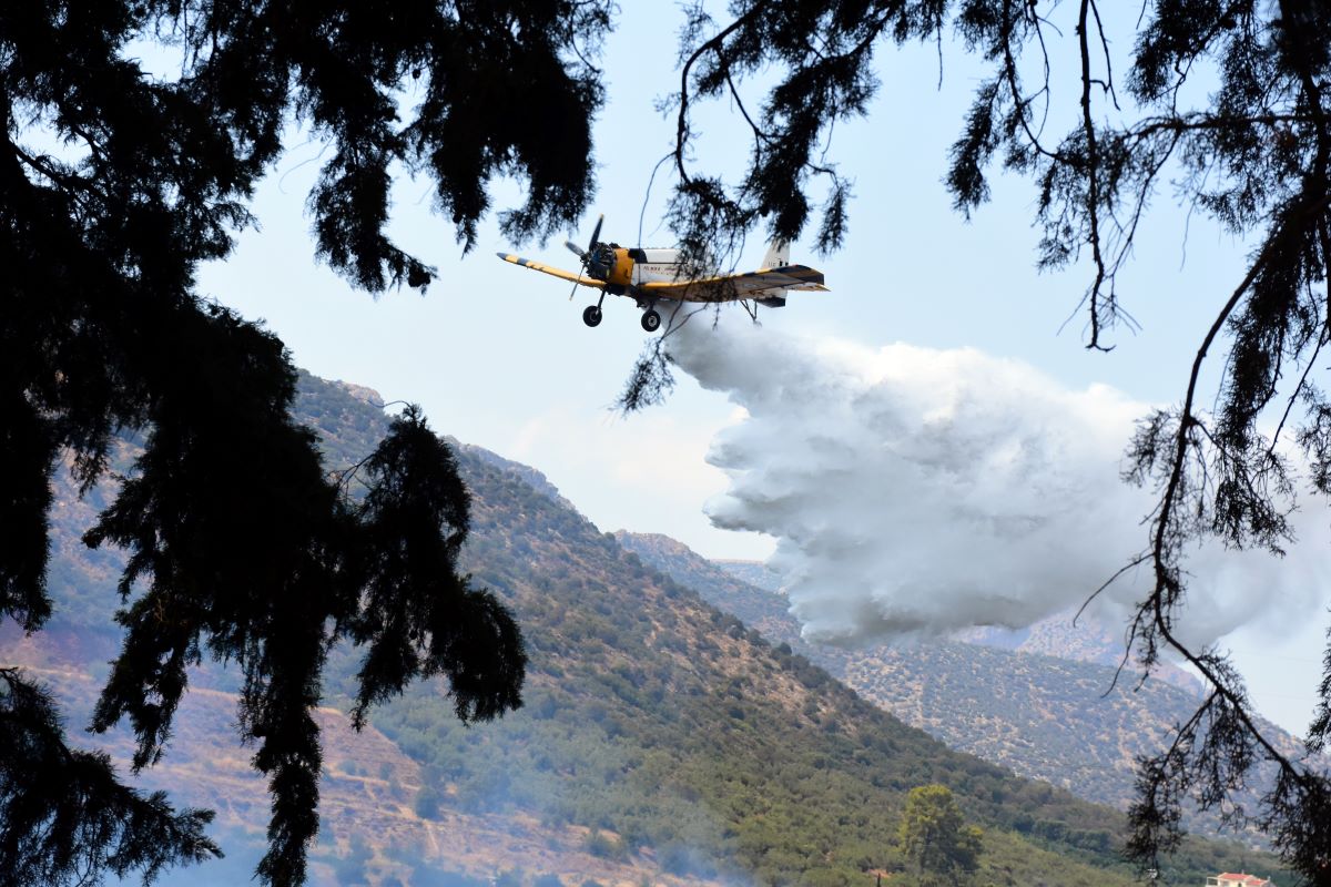 Φωτιά στην Καβάλα, στην περιοχή Άγιος Κοσμάς – Επιχείρηση από αέρος και εδάφους