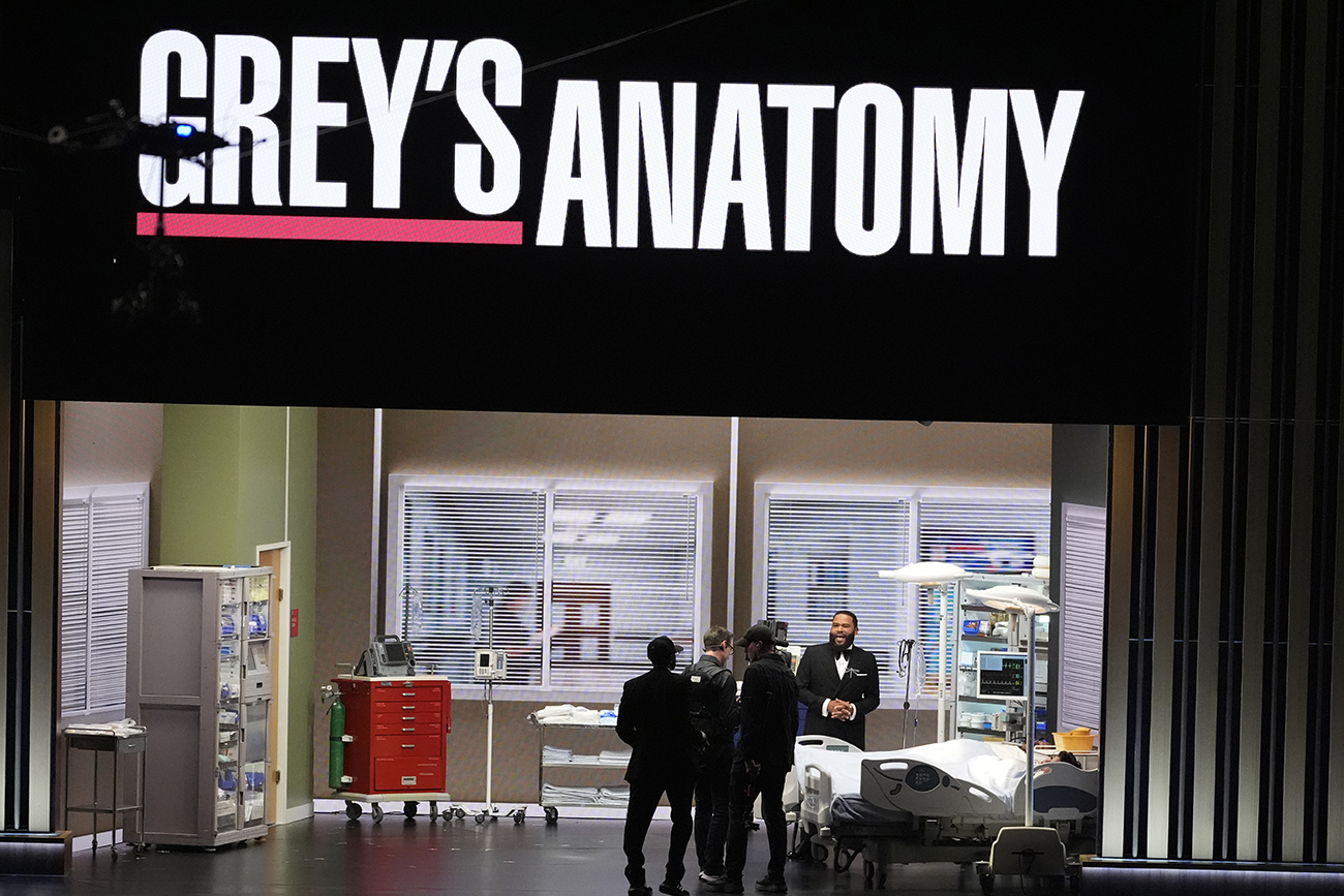 Host Anthony Anderson introduces the cast from Grey's Anatomy during the 75th Primetime Emmy Awards on Monday, Jan. 15, 2024, at the Peacock Theater in Los Angeles. (AP Photo